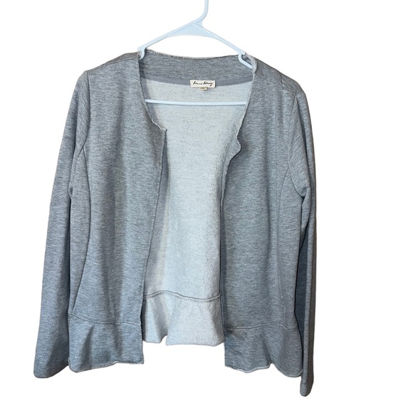 Jane and Delancey Sweaters - Jane and Delancey Gray Open Sweatshirt Peplum Cardigan